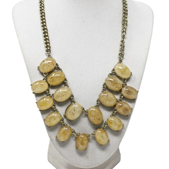 Vintage Two Tiered Bib Style Necklace Shiny Statement Piece 21" Long - Hey Viv - Picture 4 of 6